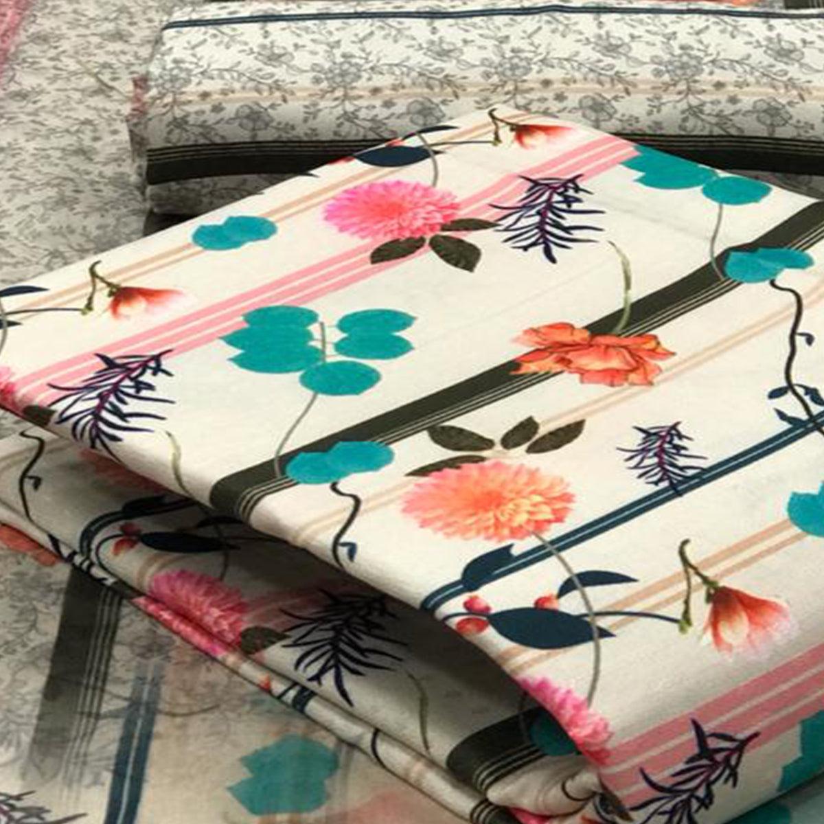 Eye-catching Offwhite Colored Casual Wear Printed Pashmina Dress Material