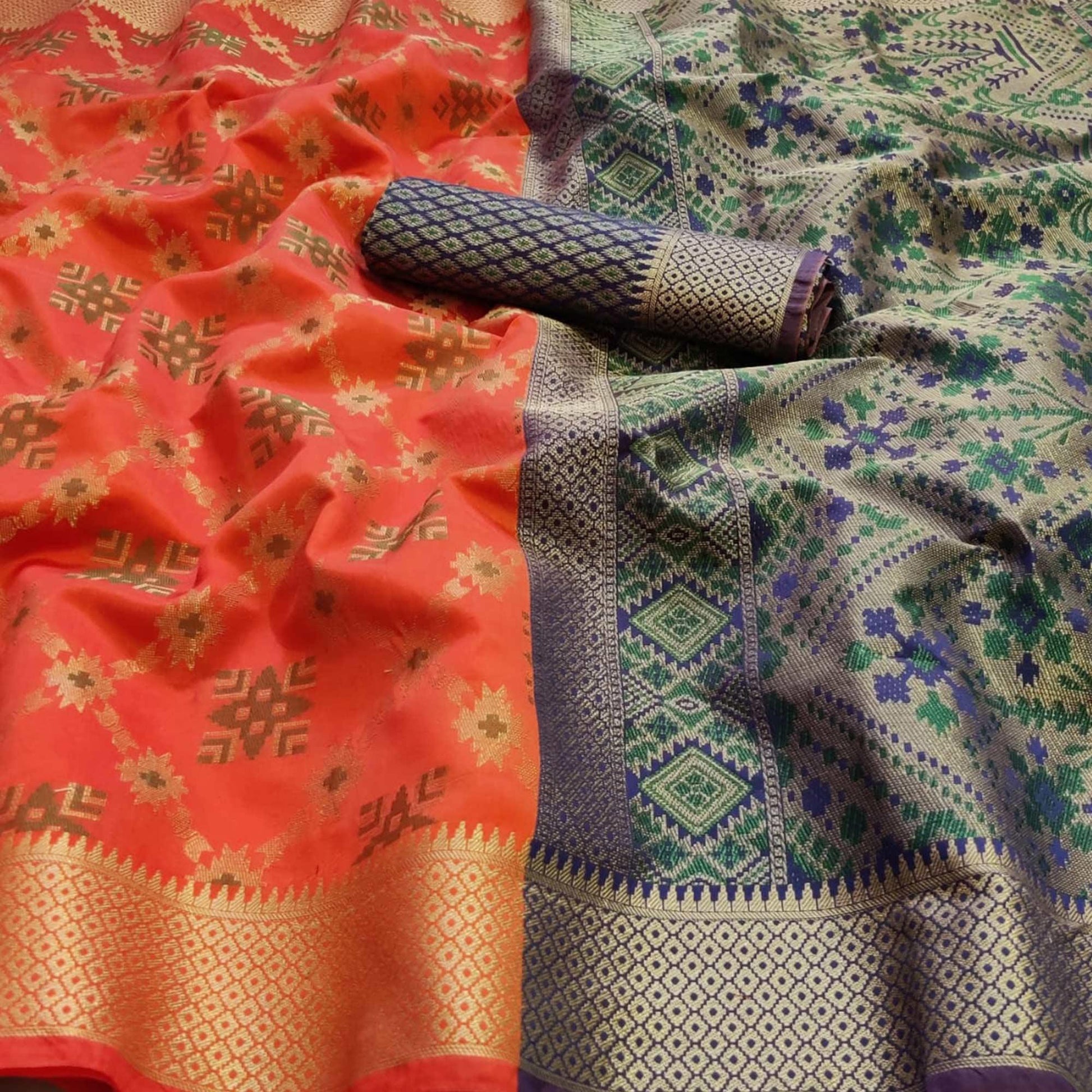 Eye-catching Orange Colored Festive Wear Woven Patola Silk Saree