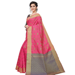 Eye-catching Pink Colored Festive Wear Woven Kanjivaram Silk Saree