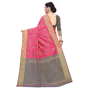 Eye-catching Pink Colored Festive Wear Woven Kanjivaram Silk Saree