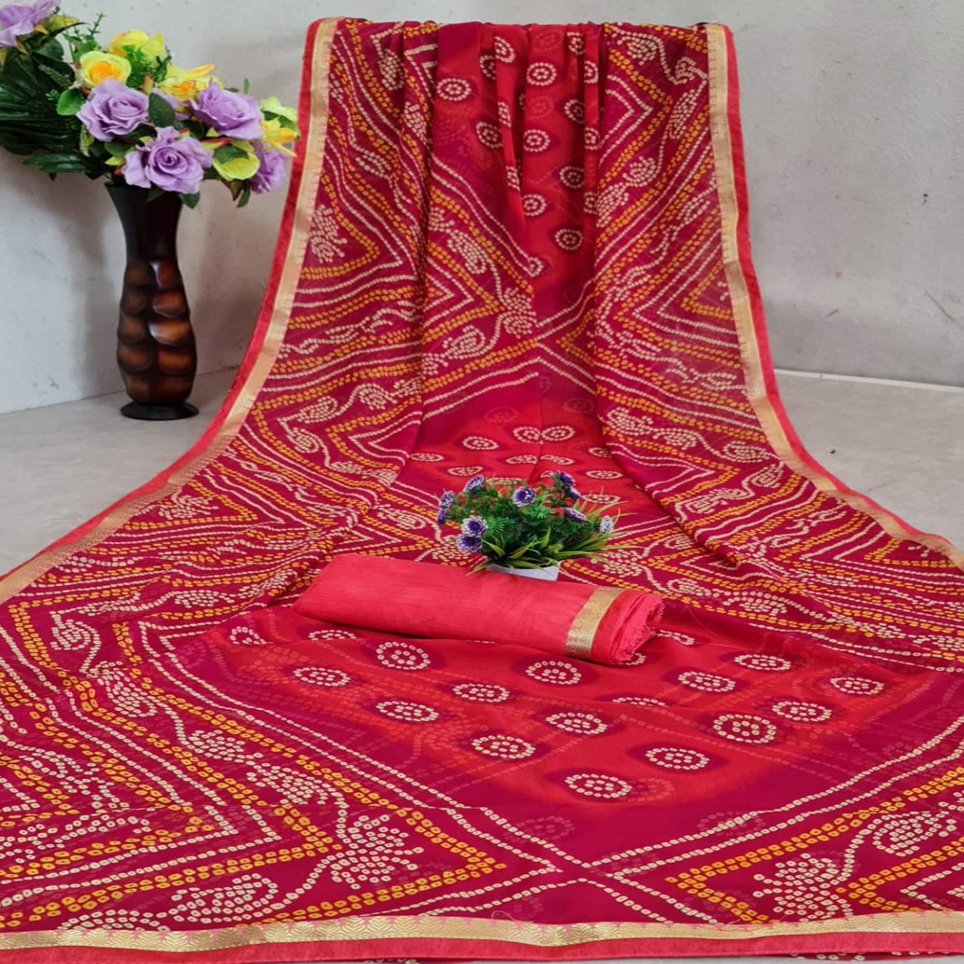 Eye-catching Pink Colored Festive Wear Woven Moss Georgette Saree