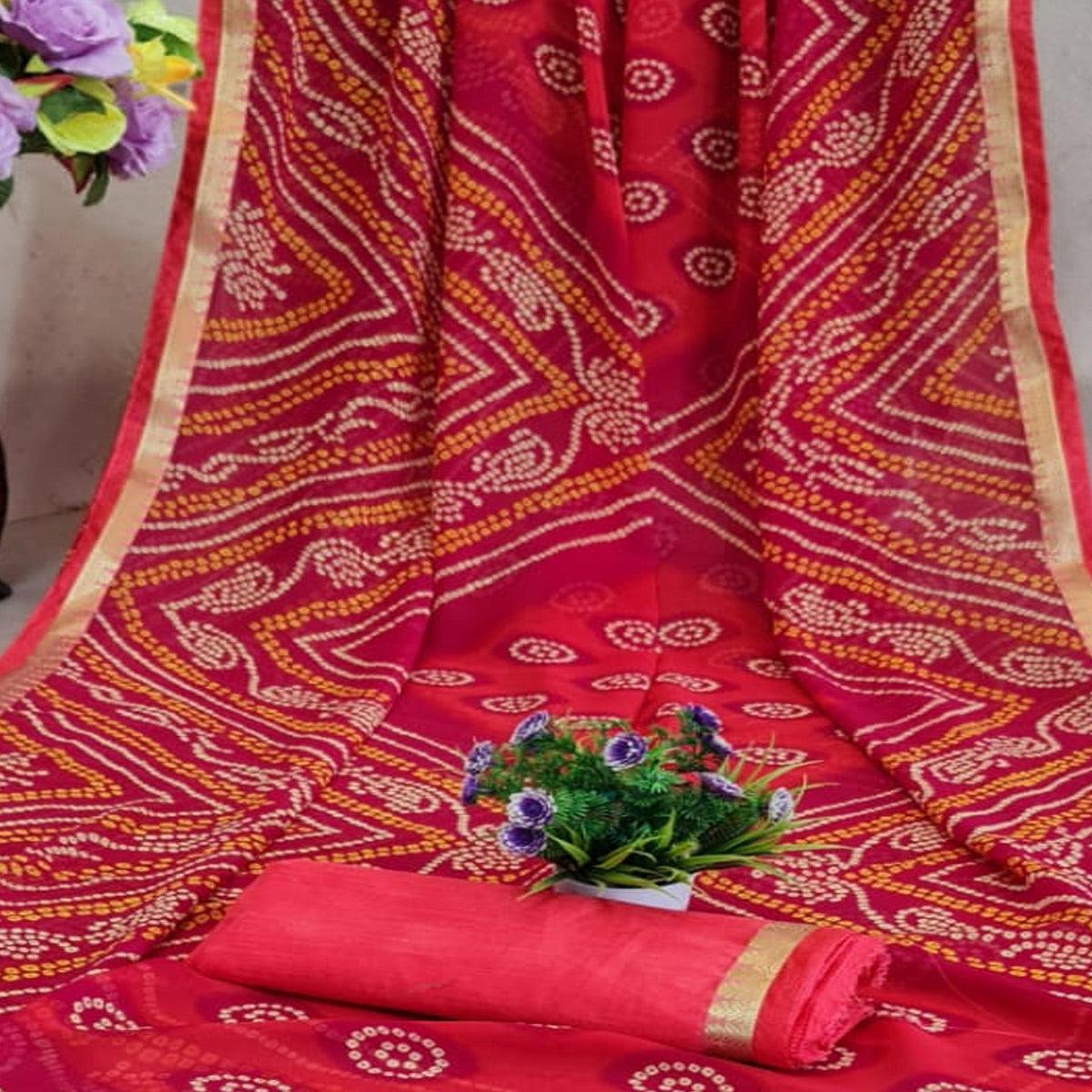 Eye-catching Pink Colored Festive Wear Woven Moss Georgette Saree