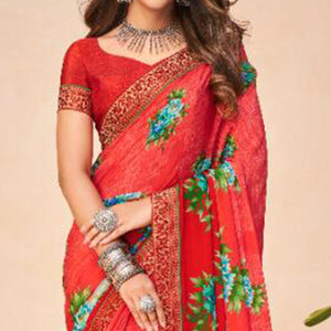 Eye-catching Pink Coloured Casual Wear Printed Crepe Saree