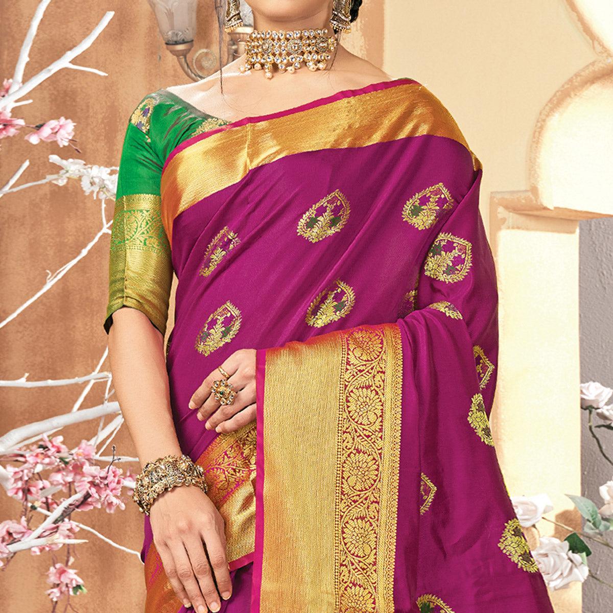 Eye-catching Purple Colored Festive Wear Woven Silk Saree