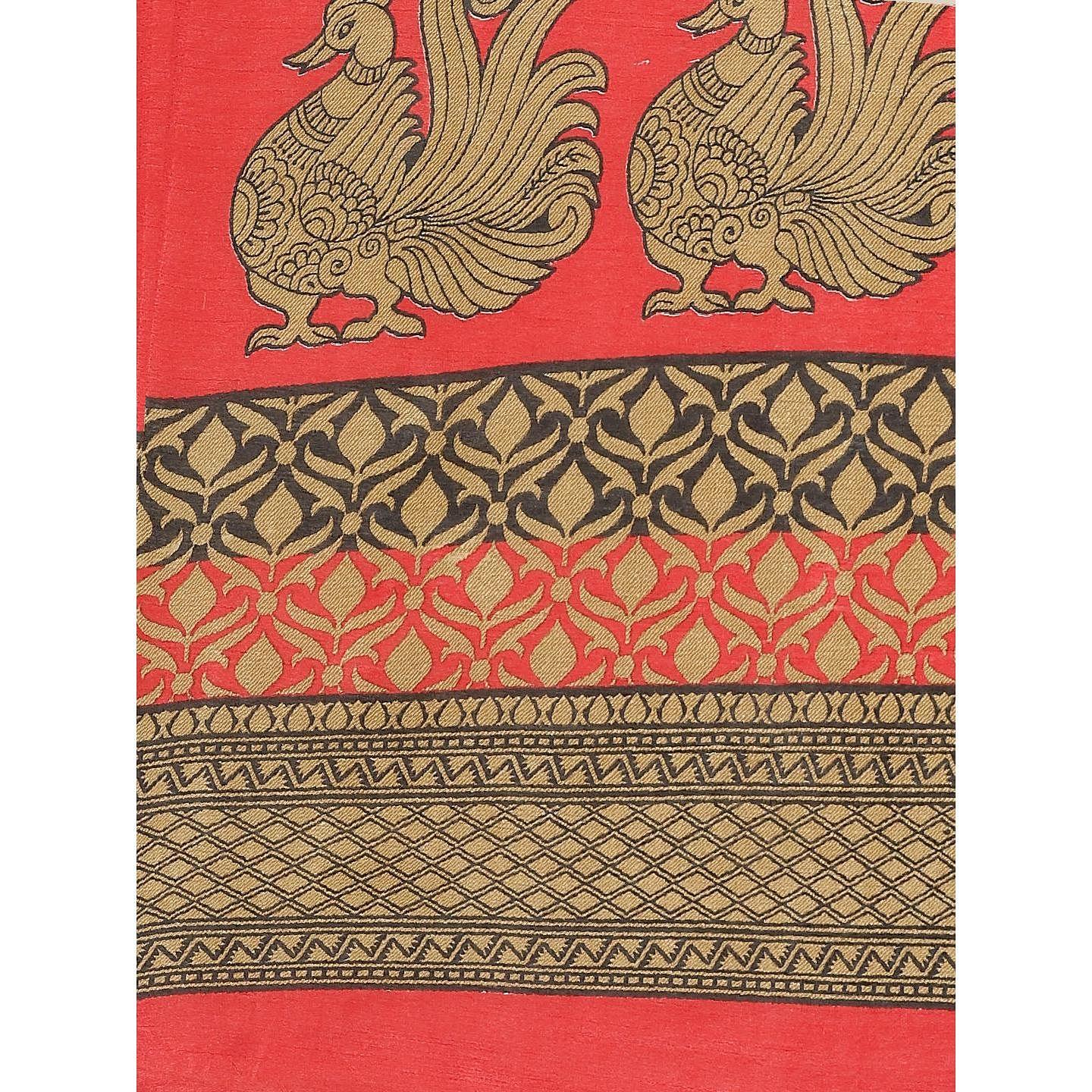 Eye-catching Red Colored Casual Wear Printed Silk Blend Saree