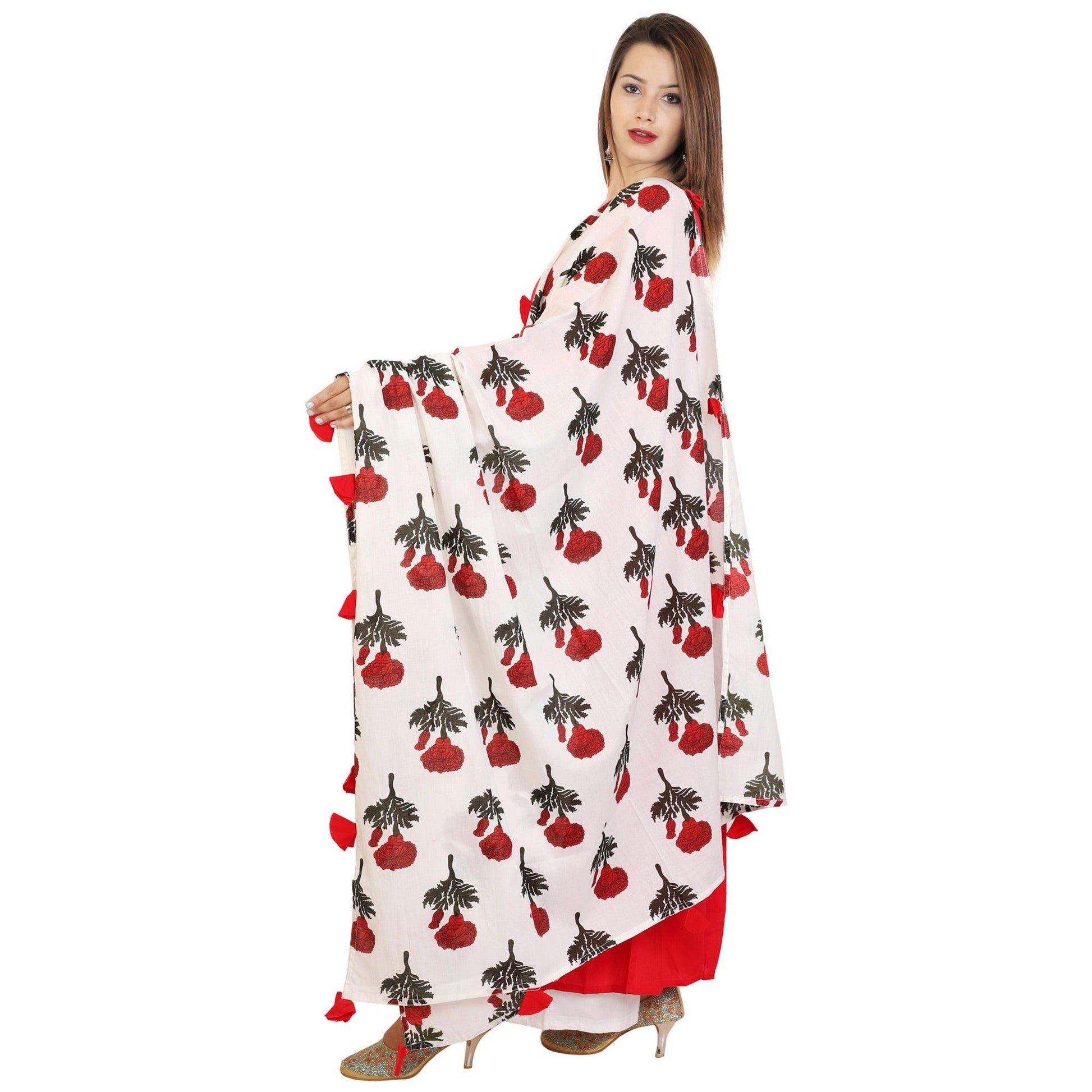 Eye-catching Red Colored Casual Wear Viscose Kurti With Dupatta