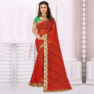 Eye-catching Red Coloured Casual Wear Printed Georgette Saree