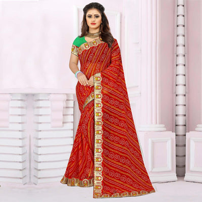 Eye-catching Red Coloured Casual Wear Printed Georgette Saree
