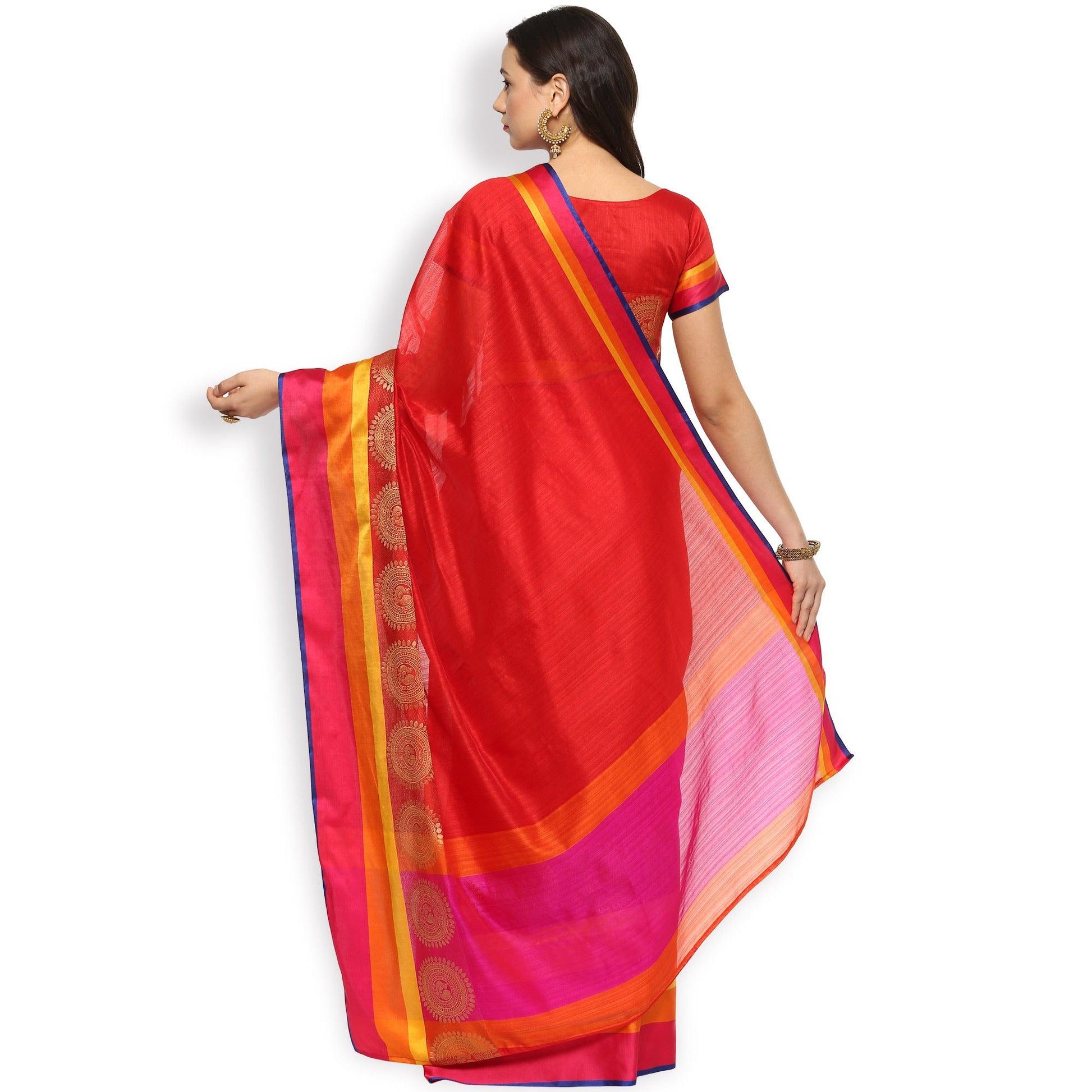Eye-catchy Red Colored Festive Wear Cotton Silk Saree