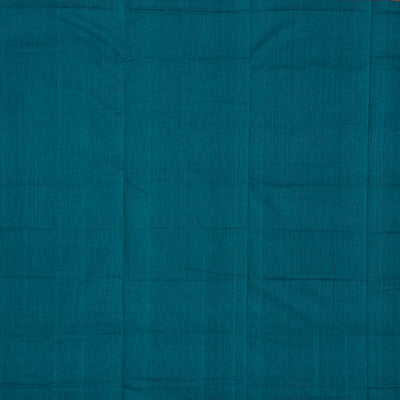 Cyan Mangalagiri Cotton Saree With Stripes & Zari Border