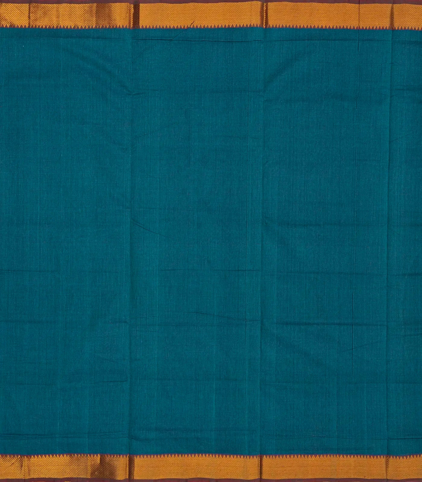 Cyan Mangalagiri Cotton Saree With Stripes & Zari Border