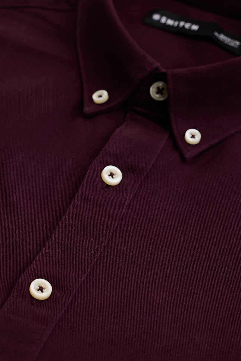 Burgundy Solid Twill Shirt