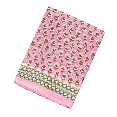 Bubblegum Pink Woven Jaipur Cotton Saree With Printed Floral Motifs