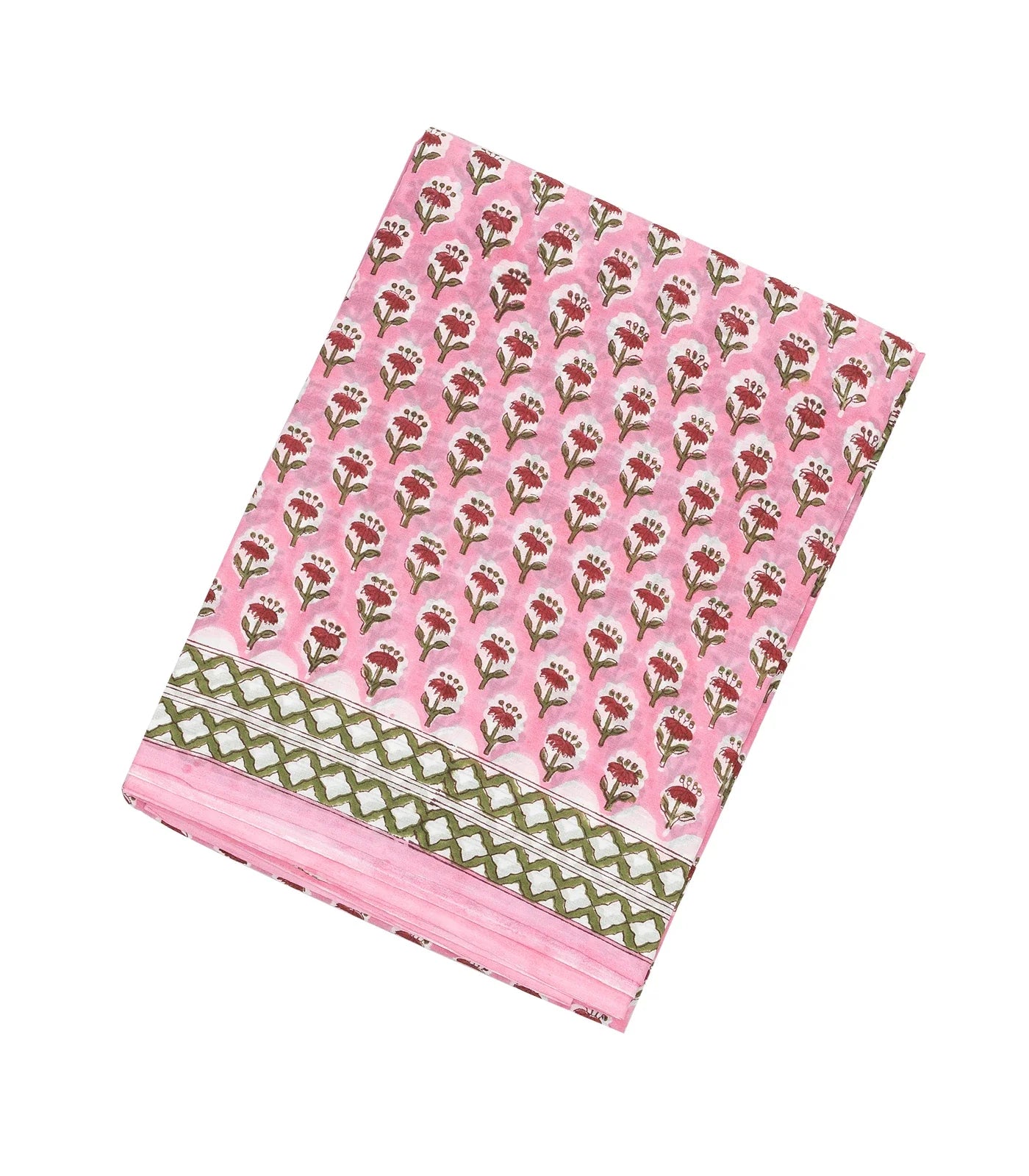 Bubblegum Pink Woven Jaipur Cotton Saree With Printed Floral Motifs