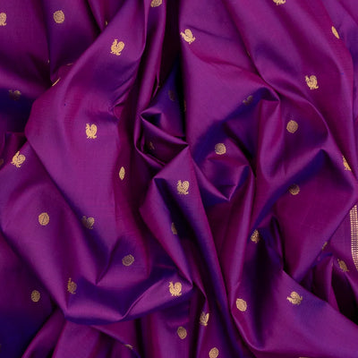 Purple Handloom Kanchipuram Silk Saree And Annam Chakaram Buttas