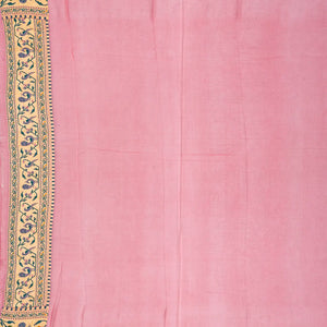 Baby Pink Handwoven Banarasi Khaddi Georgette Silk Saree With Peacock Motifs