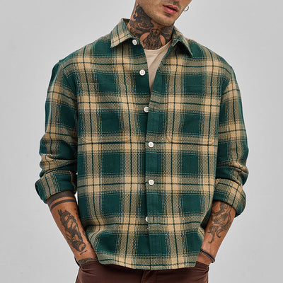 Dark Green Flannel Checks Slim Fit Shirt