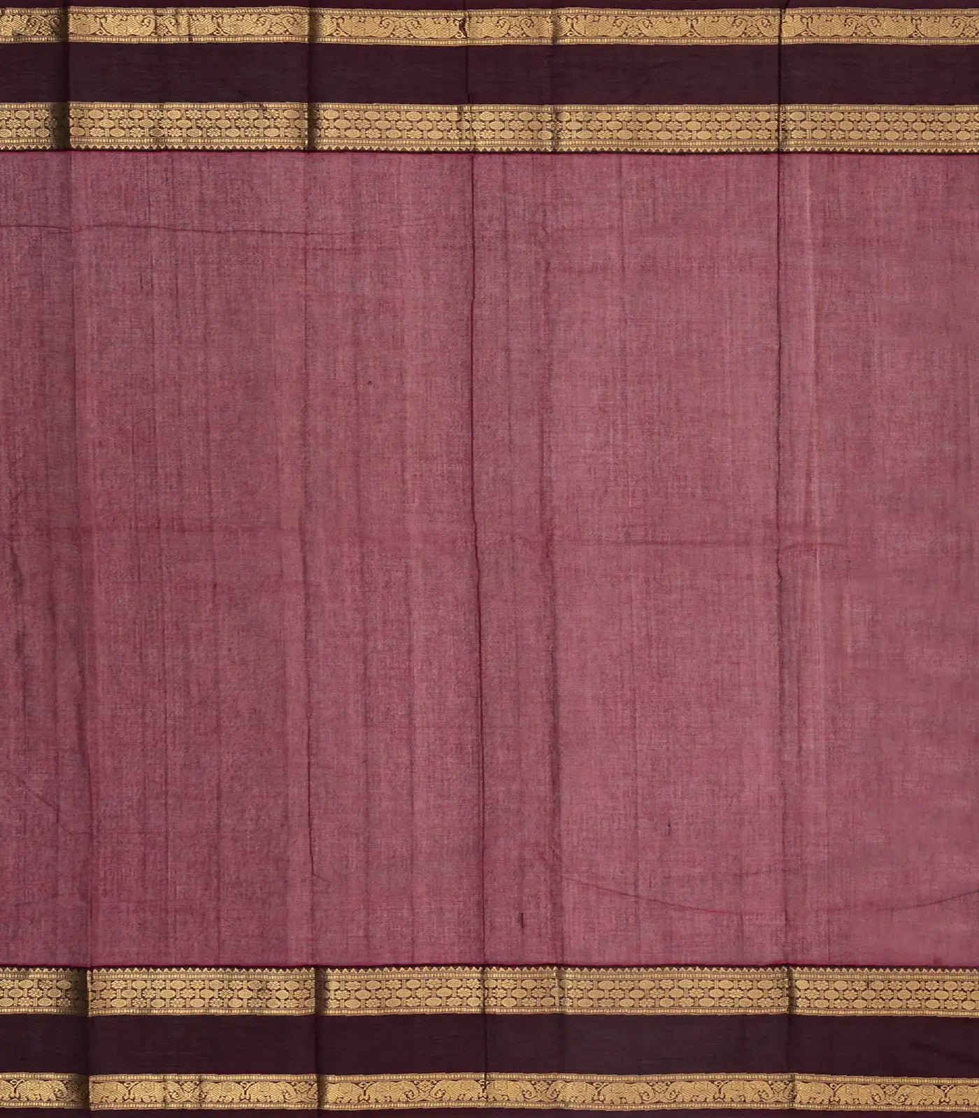 Burgundy Handloom Kanchi Cotton Saree With Horse Buttas