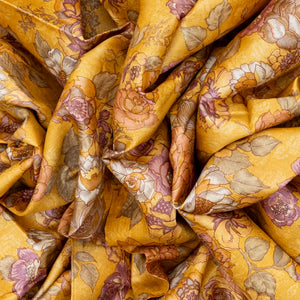 Yellow Woven Digital Printed Tussar Silk Saree With Floral Motifs