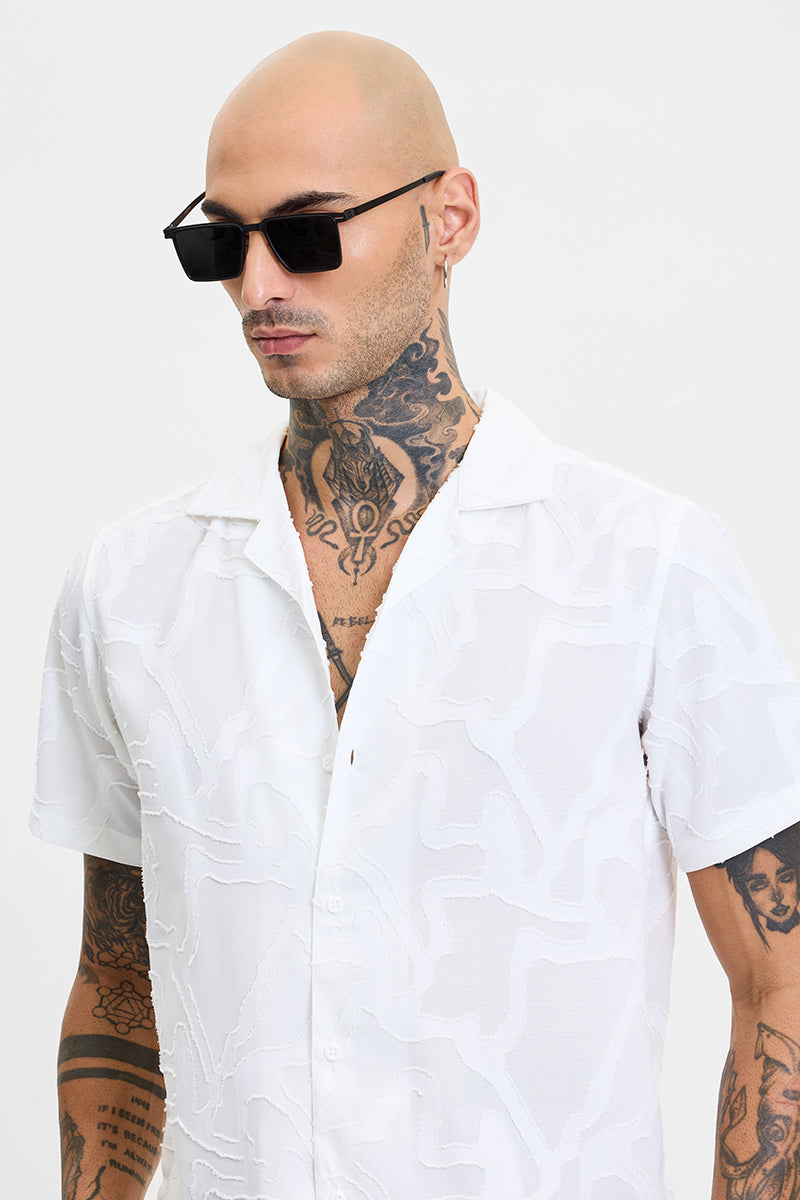 White Abstract Box Fit Shirt
