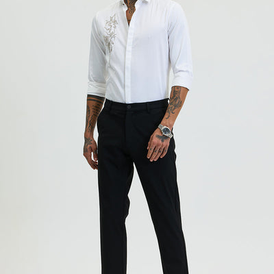 White Embellished Slim Fit Shirt
