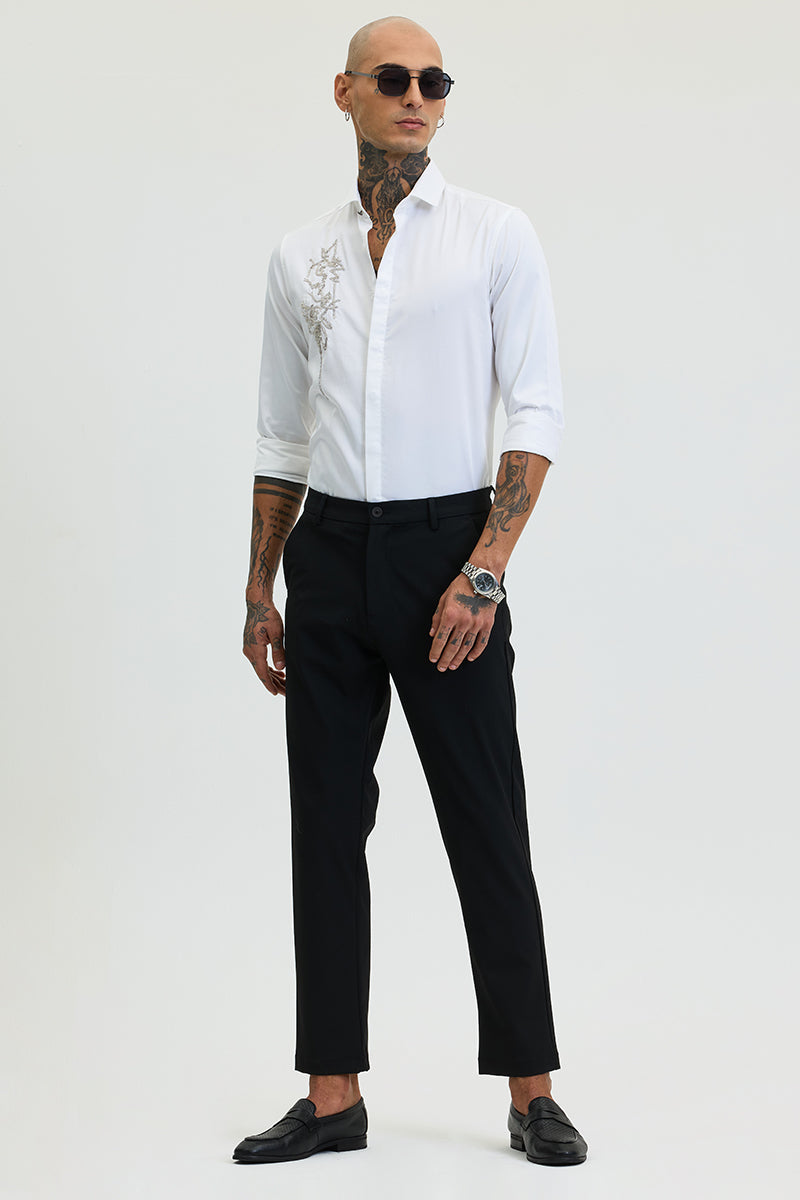 White Embellished Slim Fit Shirt