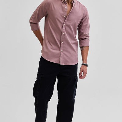 Mauve Solid Oxford Shirt