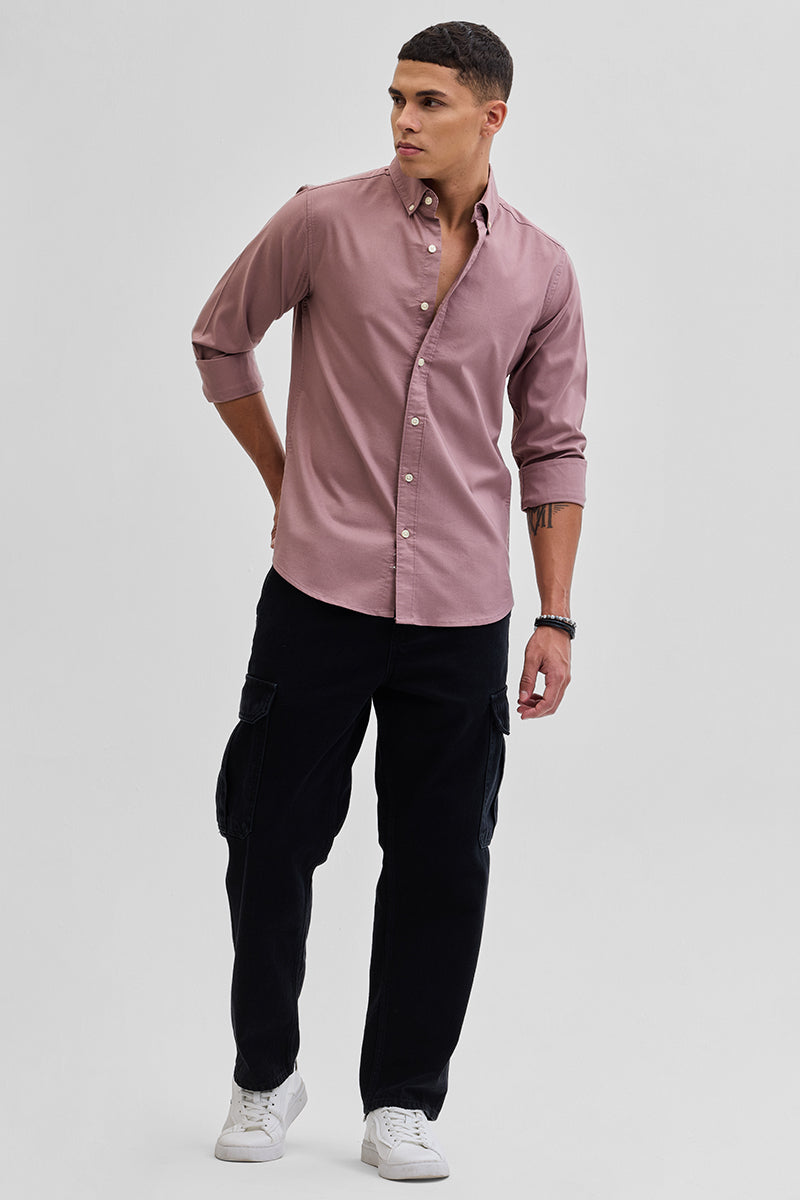 Mauve Solid Oxford Shirt