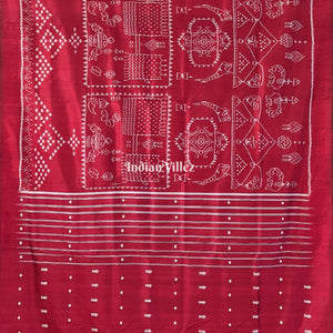 Maroon Marriage Theme Odisha Ikat Contemporary Silk Saree