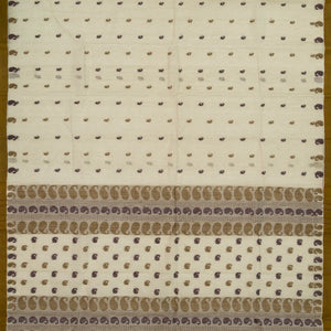 Taupe Bengal Cotton Saree With Mango Motifs