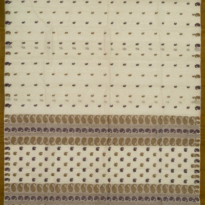 Taupe Bengal Cotton Saree With Mango Motifs