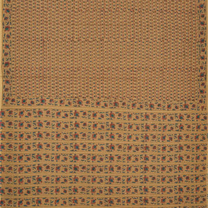 Beige Woven Jaipur Cotton Saree With Printed Flower Motifs