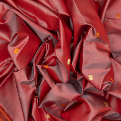 Dusty Pink Handloom Kanchipuram Silk Saree With Elephant Motifs