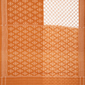 White & Beige Handloom Orissa Half & Half Cotton Saree With Tie & Dye Motifs