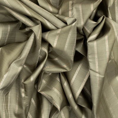 Grey Handloom Kanchipuram Silk Saree With Zari Stripes