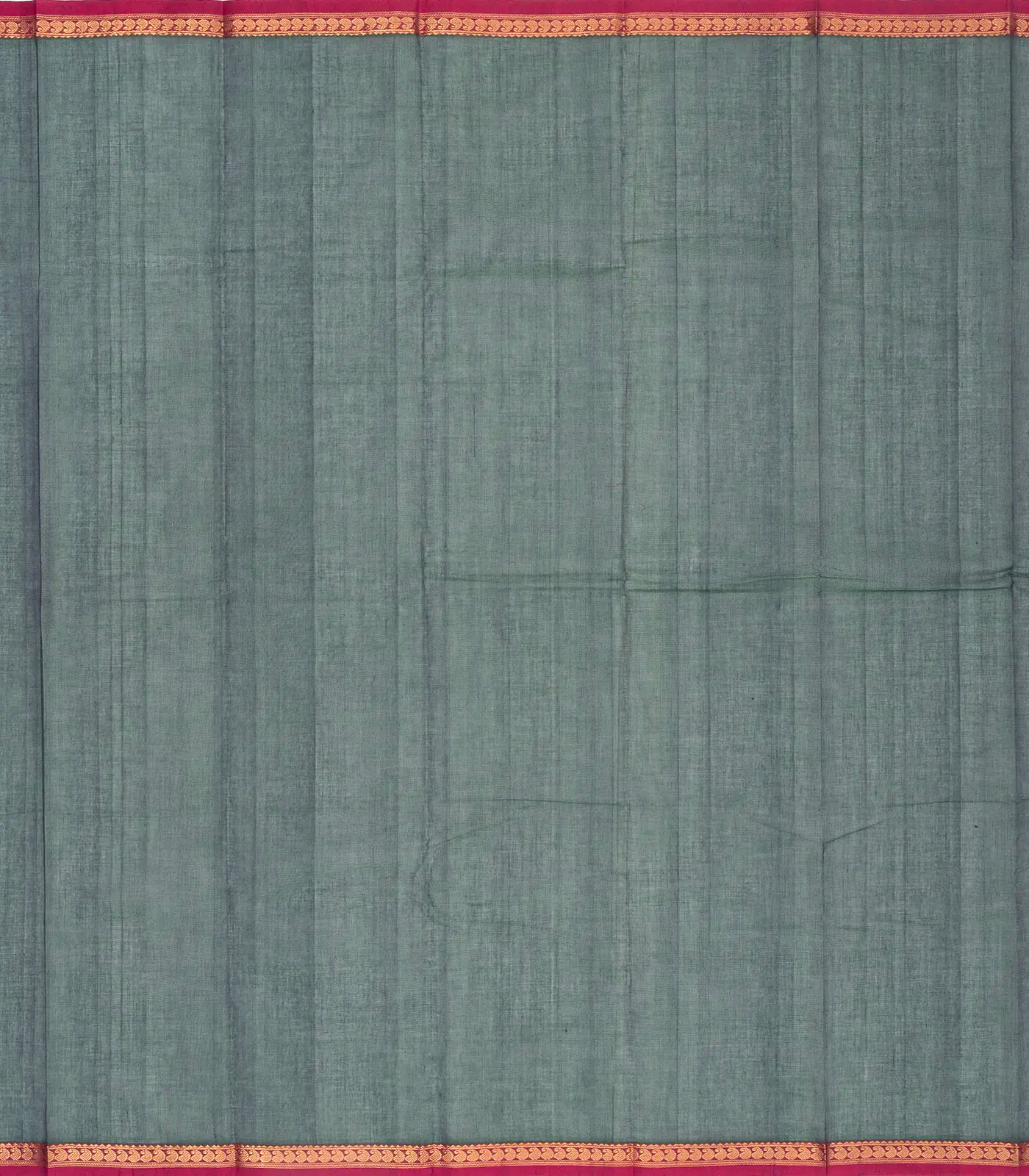 Teal Handloom Kanchi Cotton Saree With Yazhi Buttas