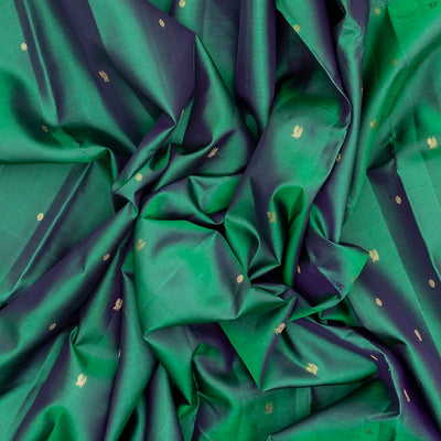 Sea Green Handloom Kanchipuram Silk Saree With Annam Buttas