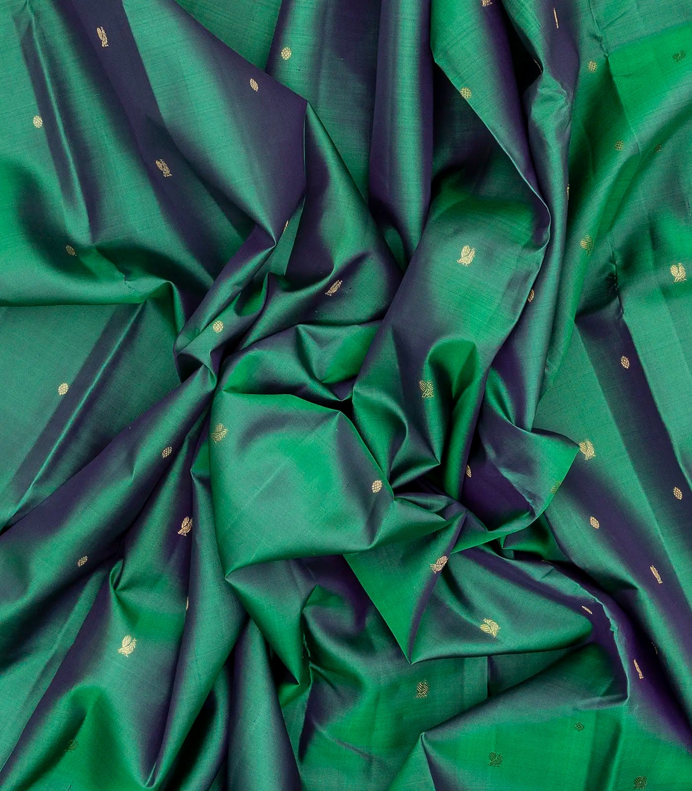 Sea Green Handloom Kanchipuram Silk Saree With Annam Buttas