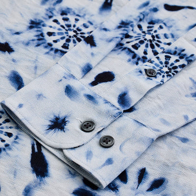White Textured Floral Shirt