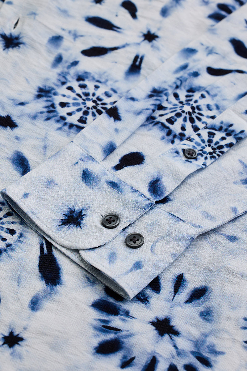 White Textured Floral Shirt