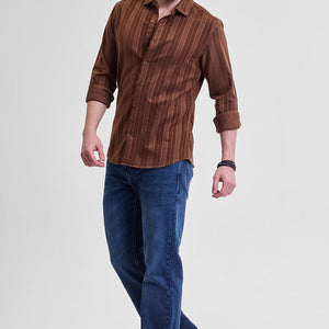 Brown Corduroy Slim Fit Shirt