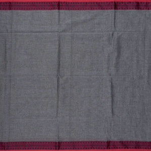 Grey Handloom Plain Bengal Cotton Saree With Contrast Border
