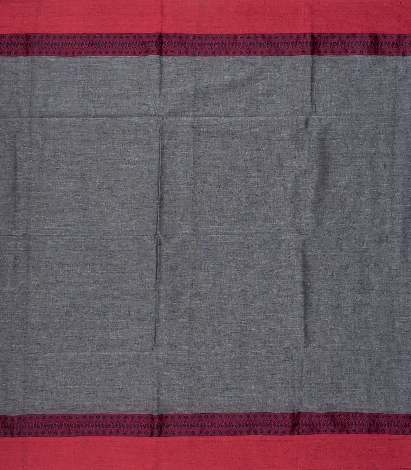 Grey Handloom Plain Bengal Cotton Saree With Contrast Border