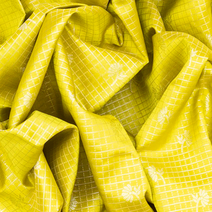 Lemon Yellow Handloom Chirala Soft Silk Saree With Checks-Lime Yellow