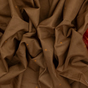 Taupe Handloom Orissa Cotton Saree With Button Buttas