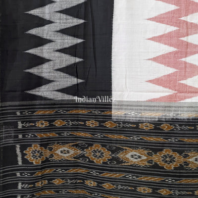 Red Black White Maniabandha Odisha Ikat Cotton Saree