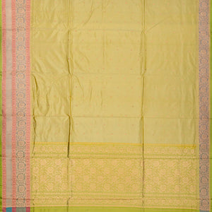 Sandal Handloom Banarasi Silk Saree With Floral Buttas