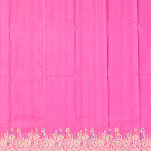 Lilac Handloom Kanchipuram Silk Saree With Chevron Stripes