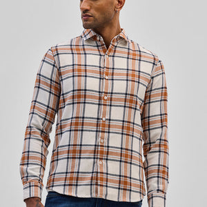 Cream Checks Slim Fit Shirt