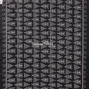 Black White Tribal Jhoti Contemporary Silk Saree with Nabakothi Anchal